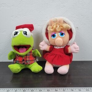 Christmas Baby Kermit The Frog Baby Miss Piggy Vintage Stuffed Toys Plushy 1987